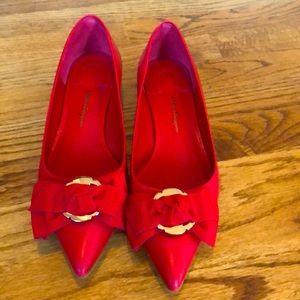 Salvatore Ferragamo Red Leather Flats